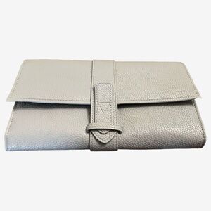 JEWELRY ORGANIZER CASE bag travel pouch light TAN Faux Leather Men Women NEW